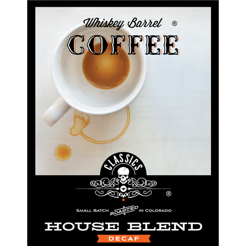 Decaf House Blend Label Graphic Coffee Cup with Stain